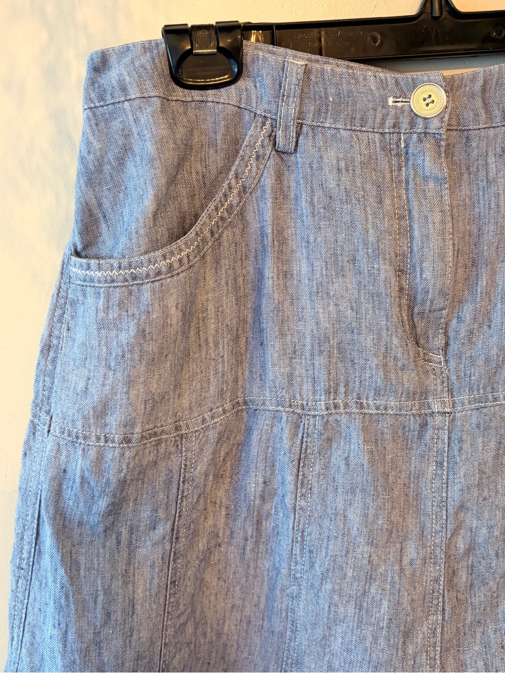 Apanage Linen Skirt Blue A-Line Flare Hem Size 12 Coastal Grandmother - Picture 6 of 9